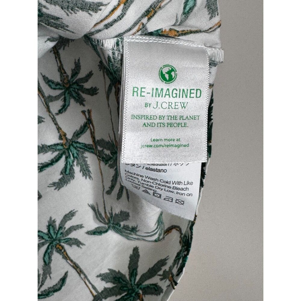 J.Crew Palm Tree Print Blouse Tropical Vacation Tie Sleeve Peplum Top Size Small - Picture 8 of 8